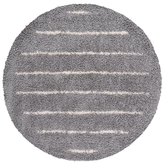 SAFAVIEH Venus Anuki Striped Shag Area Rug, 6'7" x 6'7" Round, Grey/Ivory