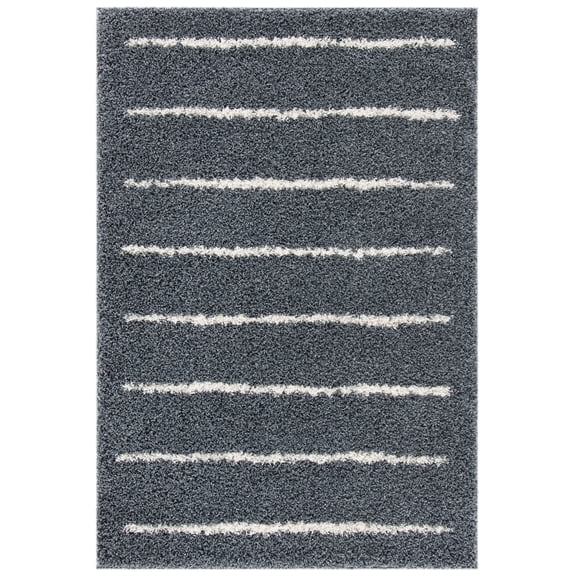 SAFAVIEH Venus Anuki Striped Shag Area Rug, 6' x 9', Dark Grey/Ivory