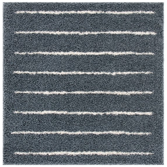 SAFAVIEH Venus Anuki Striped Shag Area Rug, Dark Grey/Ivory, 6'7" x 6'7" Square