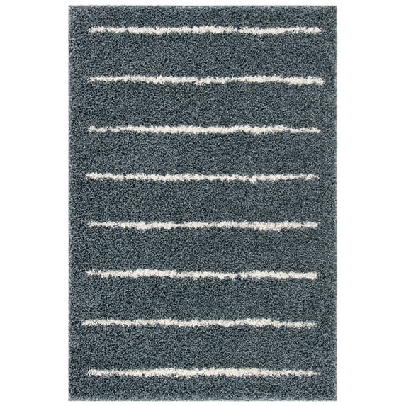 SAFAVIEH Venus Anuki Striped Shag Area Rug, Dark Grey/Ivory, 9' x 12'