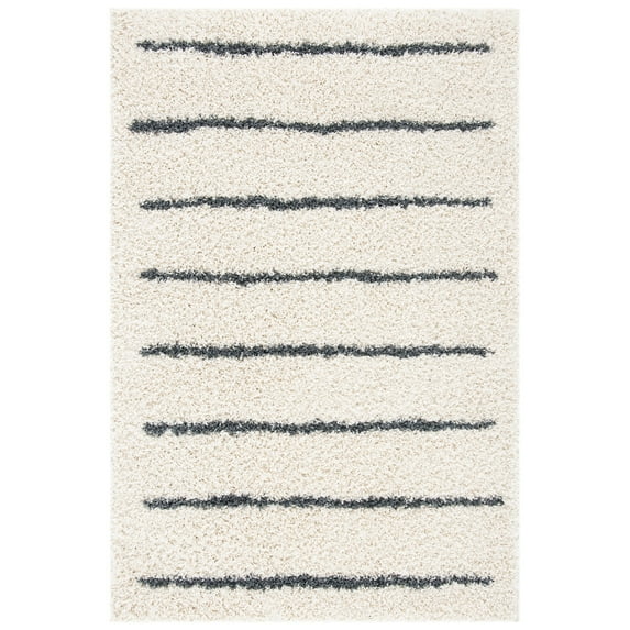 SAFAVIEH Venus Anuki Striped Shag Area Rug, Ivory/Dark Grey, 11' x 15'
