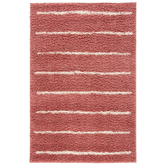 SAFAVIEH Venus Anuki Striped Shag Area Rug, Pink/Ivory, 5'3" x 7'6"