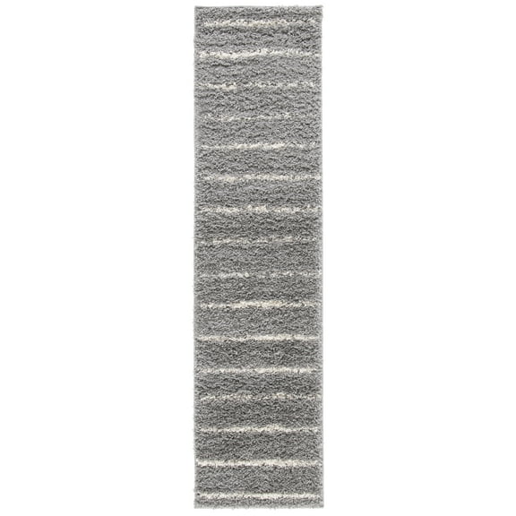 SAFAVIEH Venus Anuki Striped Shag Runner, 2'2" x 8', Grey/Ivory