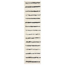 SAFAVIEH Venus Anuki Striped Shag Runner, 2'2" x 8', Ivory/Black