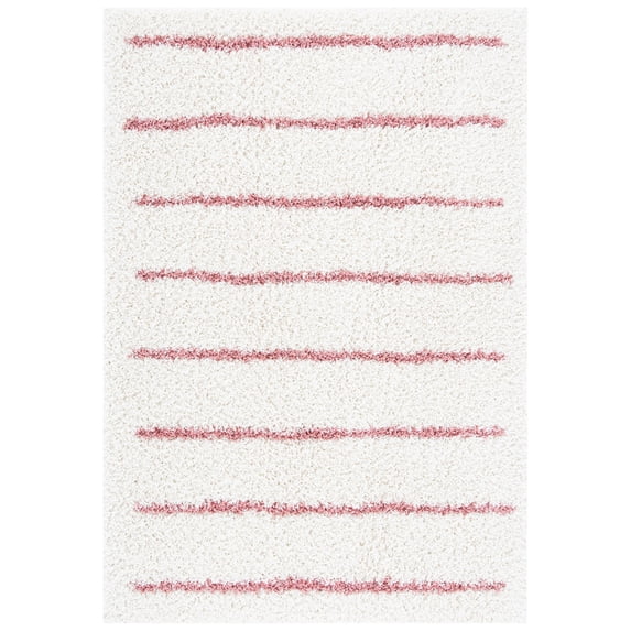 SAFAVIEH Venus Anuki Striped Shag Runner Rug, Ivory/Pink, 2'2" x 8'