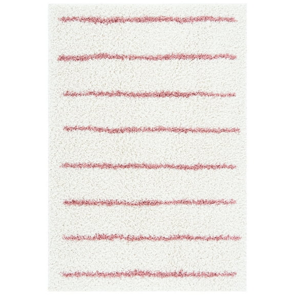 SAFAVIEH Venus Anuki Striped Shag Runner Rug, Ivory/Pink, 2'2" x 8'