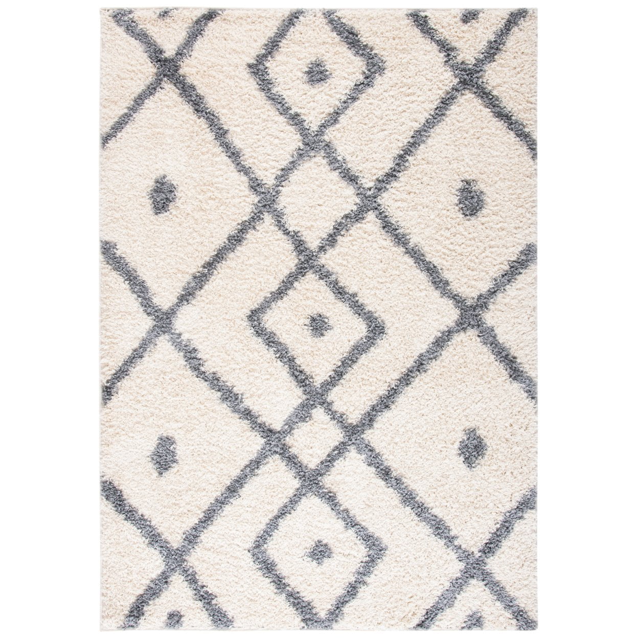 Rectangular Gray Shag Synthetic Easy Care Area Rug
