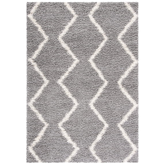 SAFAVIEH Venus Carleen Chevron Shag Area Rug, 9' x 12', Grey/Ivory