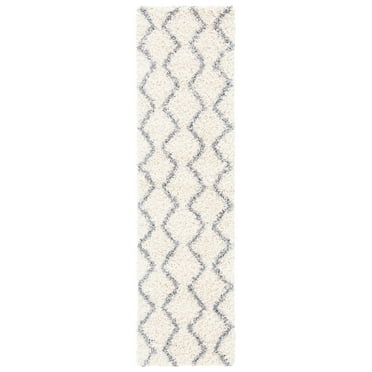 SAFAVIEH Venus Carleen Chevron Shag Runner Rug, Ivory/Grey, 2'2" x 8'