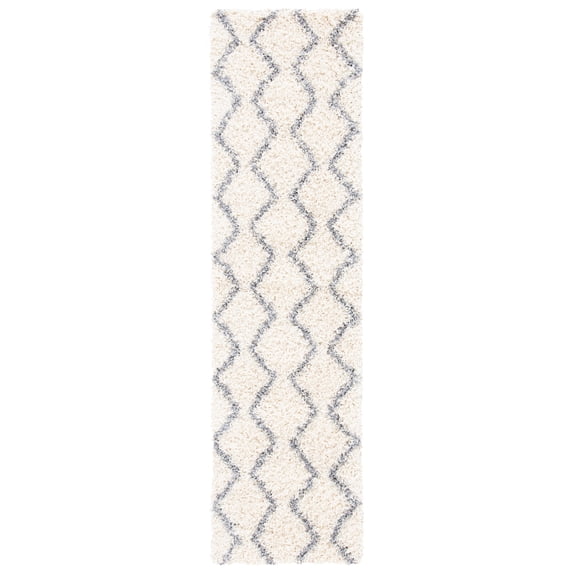SAFAVIEH Venus Carleen Chevron Shag Runner Rug, Ivory/Grey, 2'2" x 8'