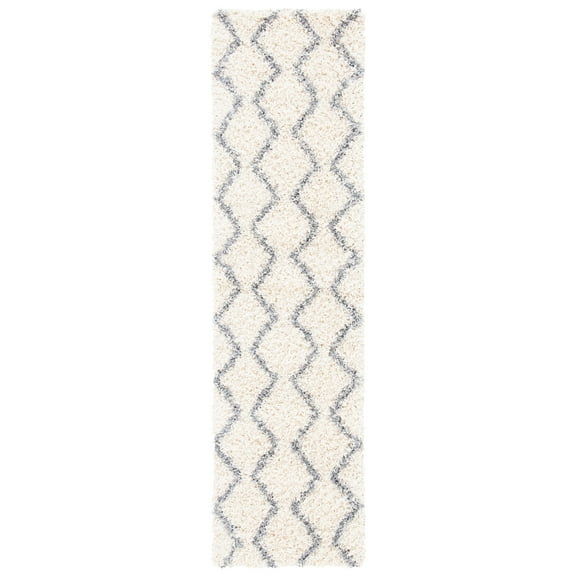 SAFAVIEH Venus Carleen Chevron Shag Runner Rug, Ivory/Grey, 2'2" x 8'