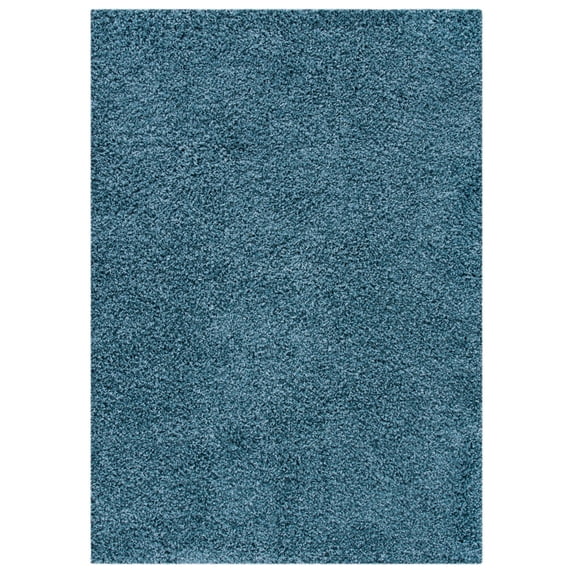 SAFAVIEH Venus Elijah Solid Plush Shag Area Rug, 5'3" x 5'3" Round, Blue