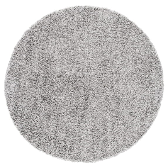 SAFAVIEH Venus Elijah Solid Plush Shag Area Rug, 5'3" x 5'3" Round, Grey