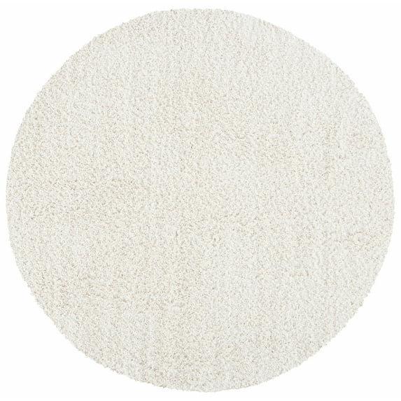 SAFAVIEH Venus Elijah Solid Plush Shag Area Rug, 5'3" x 5'3" Round, Ivory