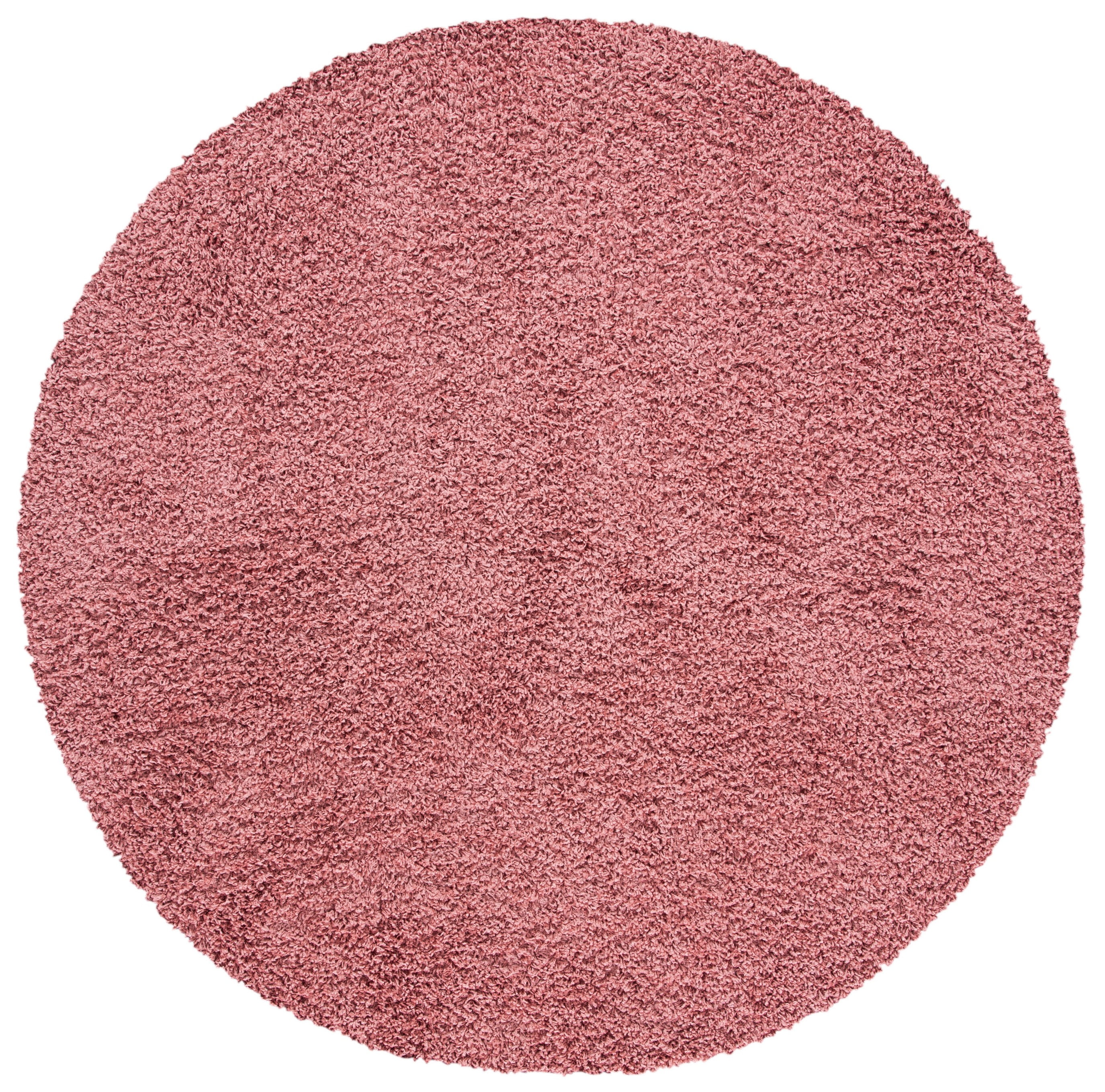 Venus Pink Round Shag Area Rug, 6'7" Synthetic