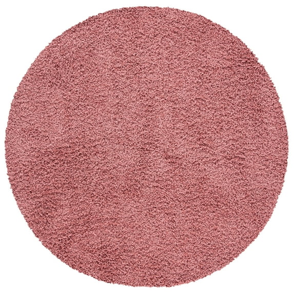 SAFAVIEH Venus Elijah Solid Plush Shag Area Rug, 6'7" x 6'7" Round, Pink