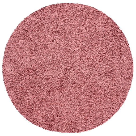 SAFAVIEH Venus Elijah Solid Plush Shag Area Rug, 6'7" x 6'7" Round, Pink