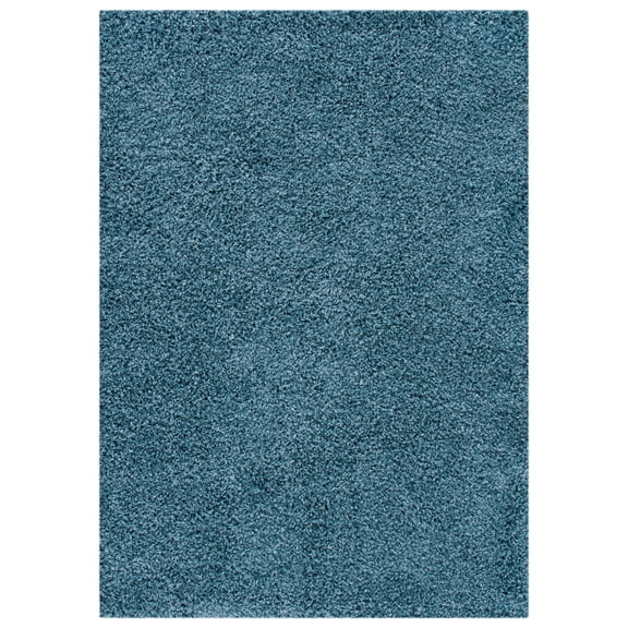 SAFAVIEH Venus Elijah Solid Plush Shag Area Rug, Blue, 8' x 8' Square