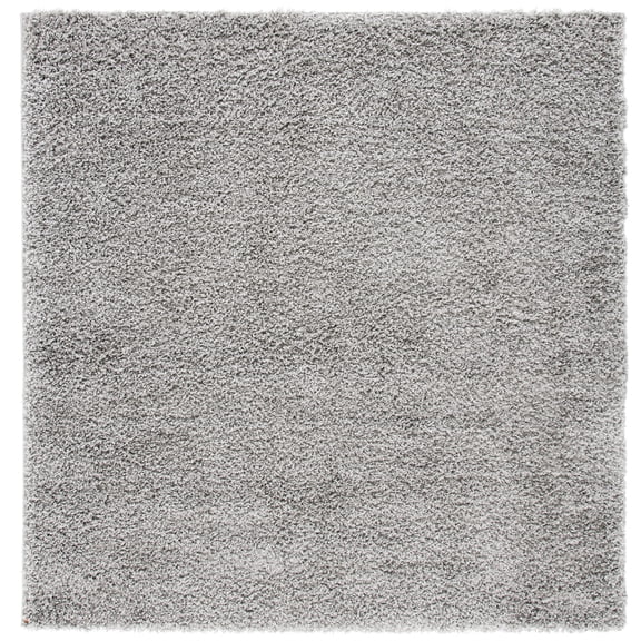 SAFAVIEH Venus Elijah Solid Plush Shag Area Rug, Grey, 5'3" x 5'3" Square
