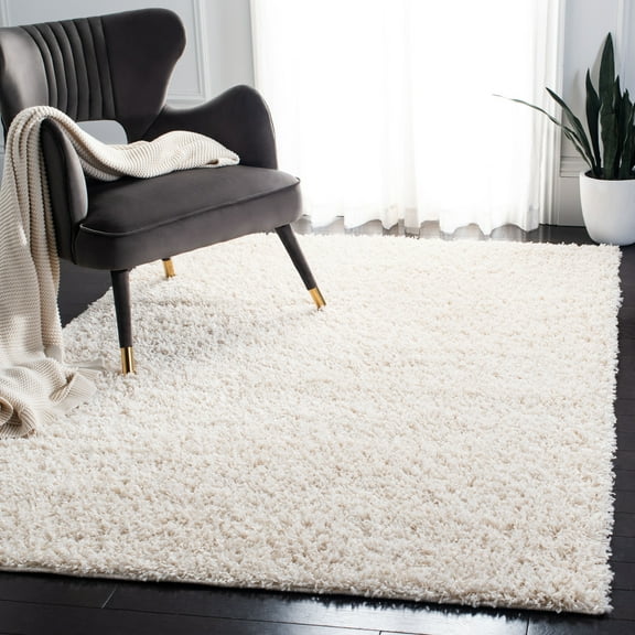 SAFAVIEH Venus Elijah Solid Plush Shag Area Rug, Ivory, 9' x 12'