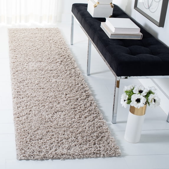 SAFAVIEH Venus Elijah Solid Plush Shag Runner Rug, Taupe, 2'2" x 8'