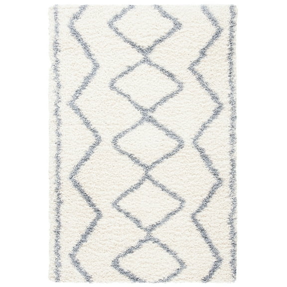 SAFAVIEH Venus Jonah Abstract Geometric Shag Area Rug, 4' x 6', Ivory/Grey