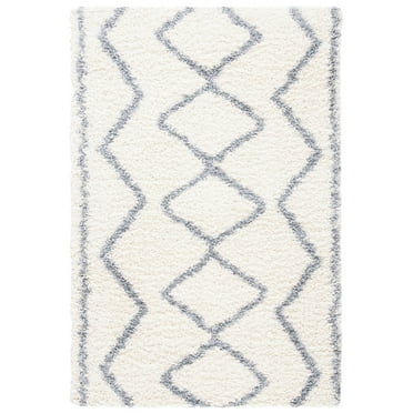 SAFAVIEH Venus Jonah Abstract Geometric Shag Area Rug, 8' x 10', Ivory/Grey