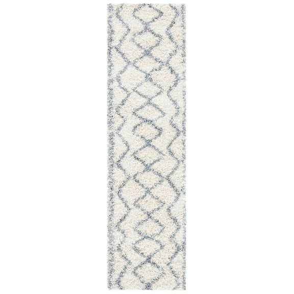 SAFAVIEH Venus Jonah Abstract Geometric Shag Runner Rug, Ivory/Grey, 2'2" x 8'