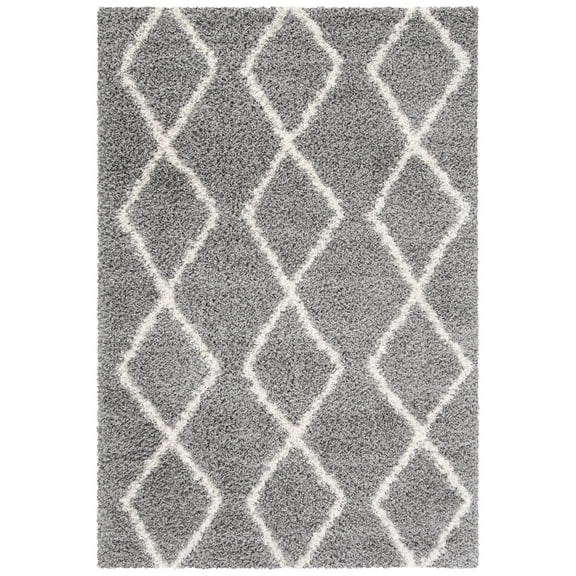SAFAVIEH Venus Nanda Geometric Shag Area Rug, 4' x 6', Grey/Ivory