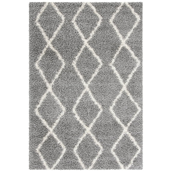 SAFAVIEH Venus Nanda Geometric Shag Area Rug, 4' x 6', Grey/Ivory