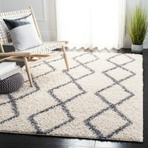 SAFAVIEH Venus Nanda Geometric Shag Area Rug, Ivory/Grey, 5'3" x 7'6"