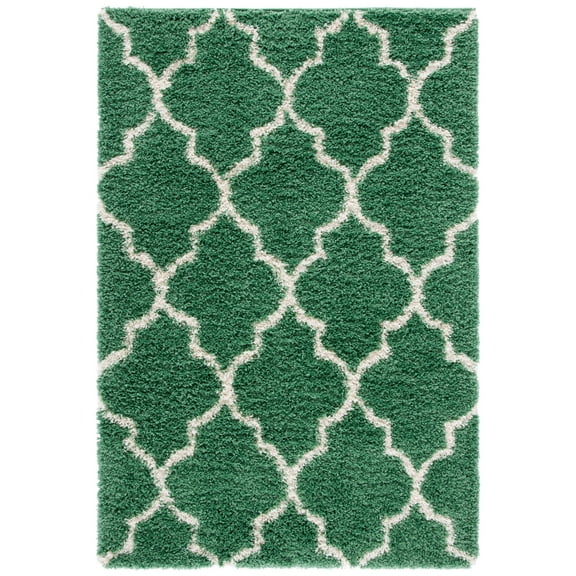 SAFAVIEH Venus Shag Waverly Trellis Area Rug, Green/Ivory, 4' x 6'