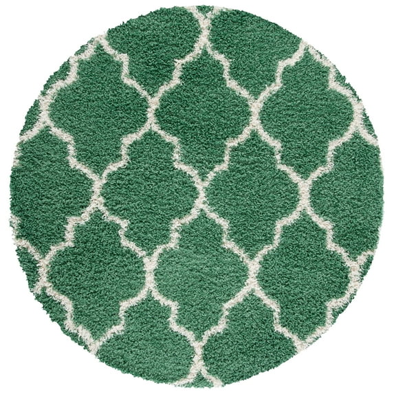 SAFAVIEH Venus Shag Waverly Trellis Area Rug, Green/Ivory, 6'7" x 6'7" Round