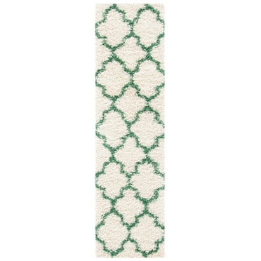SAFAVIEH Venus Shag Waverly Trellis Runner Rug, Ivory/Green, 2'2" x 8'