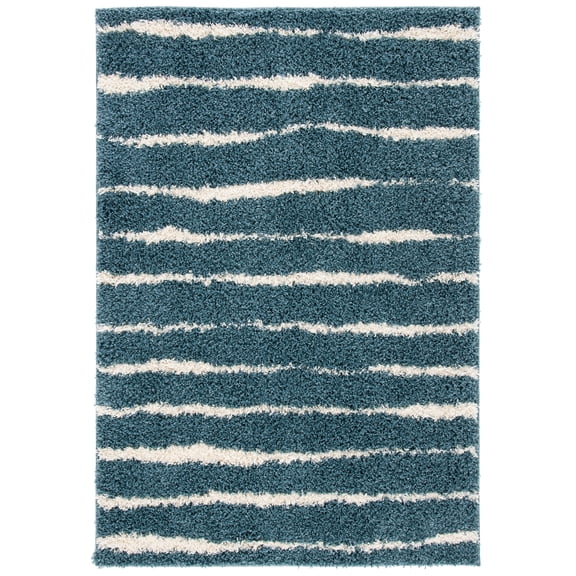 SAFAVIEH Venus Sophie Striped Shag Area Rug, Pink/Ivory, 6'7" x 6'7" Square