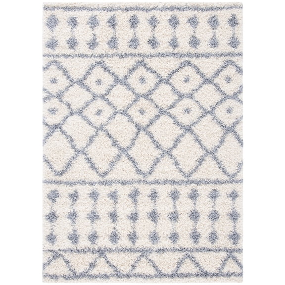 SAFAVIEH Venus Susan Abstract Geometric Shag Area Rug, 3'11" x 6', Ivory/Grey