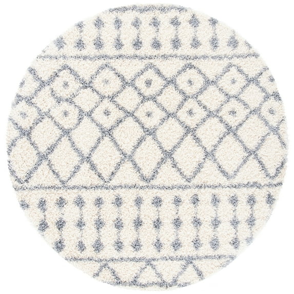 SAFAVIEH Venus Susan Abstract Geometric Shag Area Rug, Ivory/Grey, 6'7" x 6'7" Round