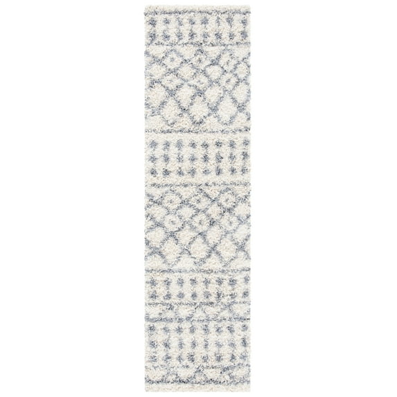 SAFAVIEH Venus Susan Abstract Geometric Shag Runner Rug, Ivory/Grey, 2'2" x 8'