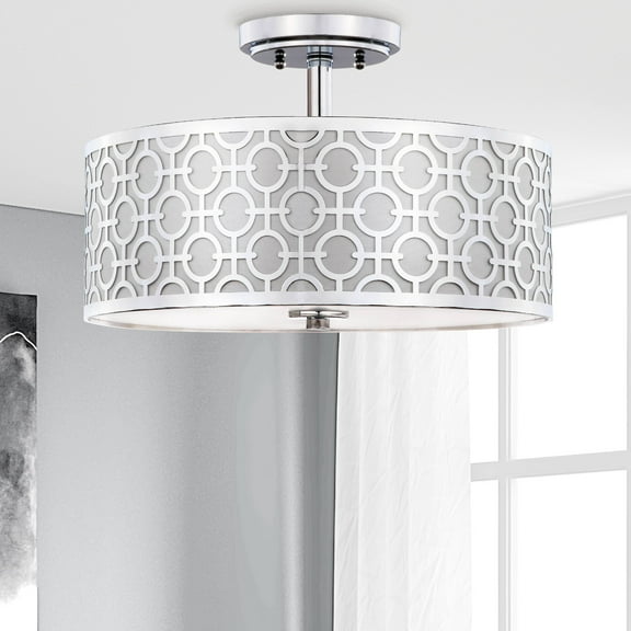 SAFAVIEH Vera 3-Light Chain-Link 15 in. Dia. Flush Mount, Chrome