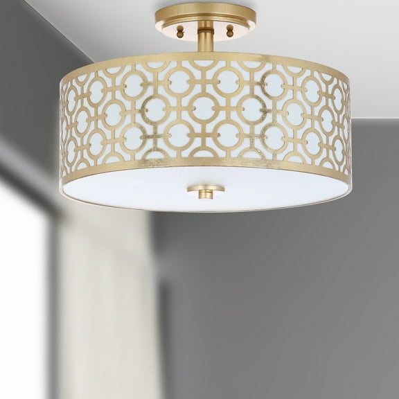 SAFAVIEH Vera 3-Light Chain-Link 15 in. Dia. Flush Mount, Gold