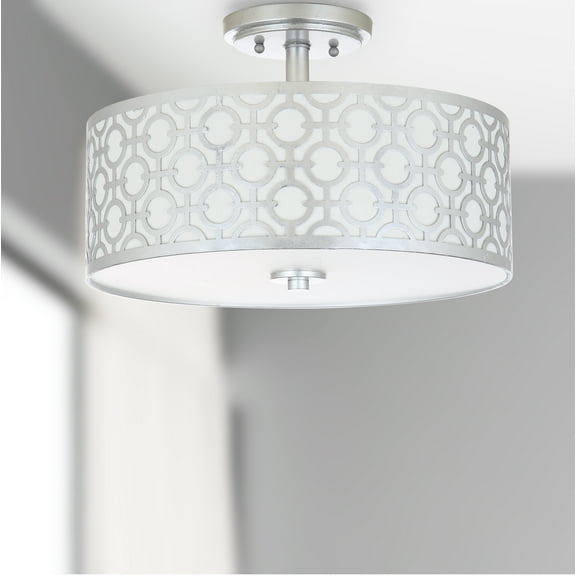 SAFAVIEH Vera 3-Light Chain-Link 15 in. Dia. Flush Mount, Silver