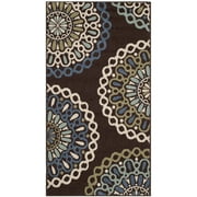SAFAVIEH Veranda Axum Geometric Indoor/Outdoor Area Rug, 2'7" x 5', Chocolate/Blue