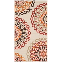 SAFAVIEH Veranda Axum Geometric Indoor/Outdoor Area Rug, 2'7" x 5', Cream/Red