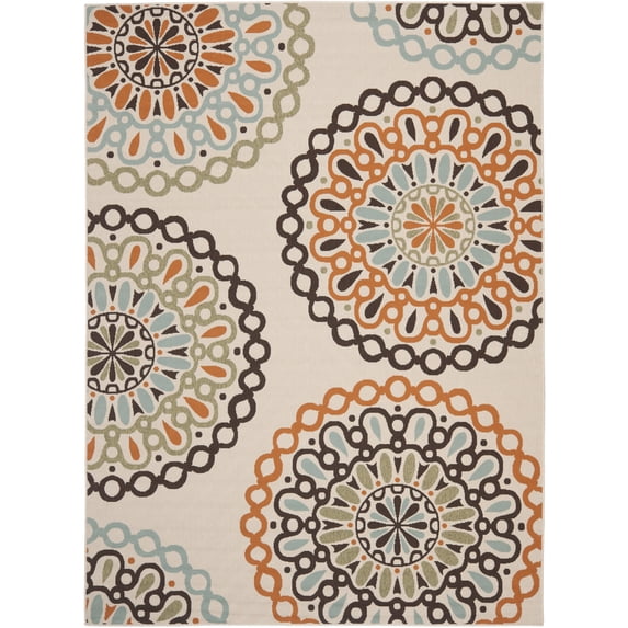 SAFAVIEH Veranda Axum Geometric Indoor/Outdoor Area Rug, 8' x 10', Cream/Terracotta