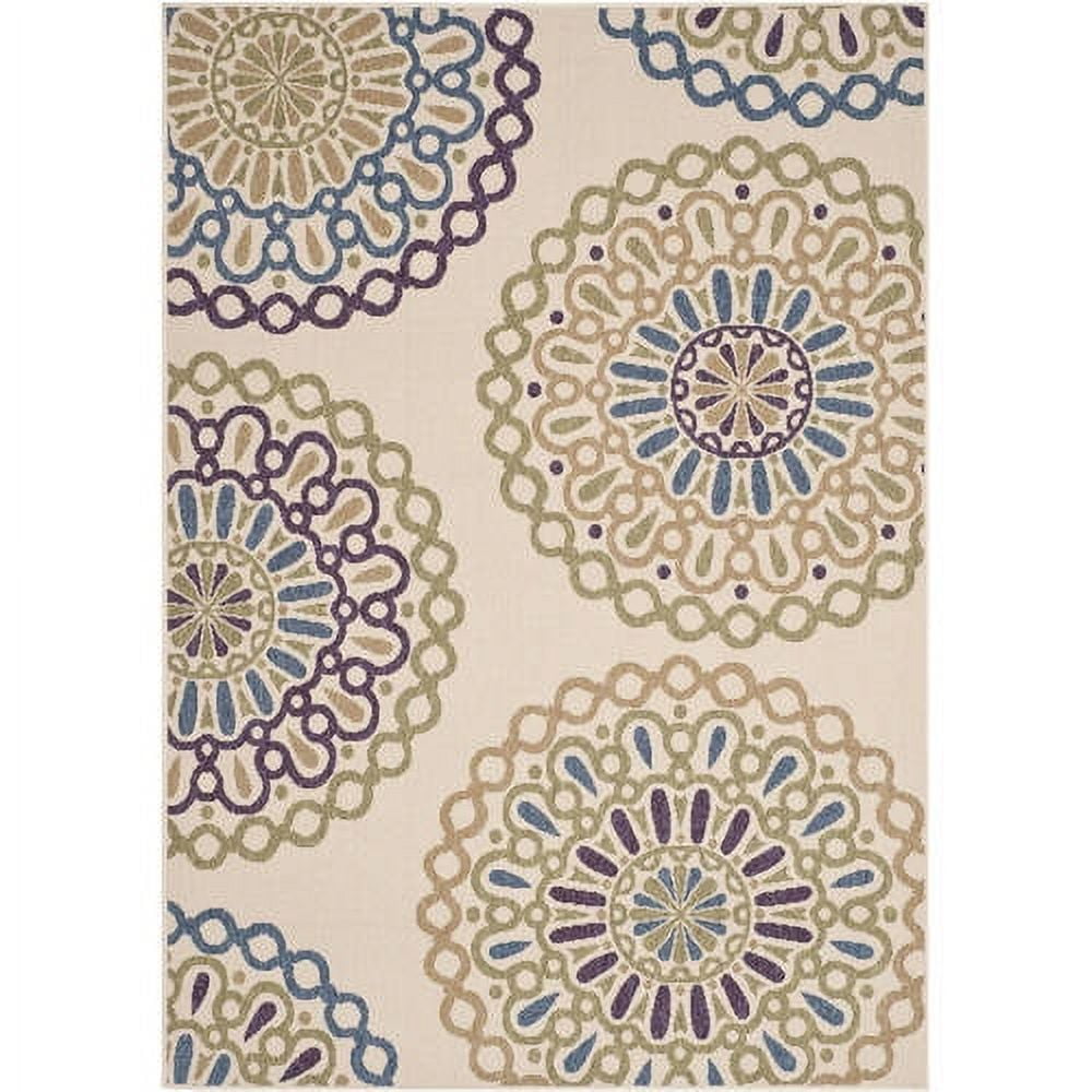 SAFAVIEH Veranda Axum Geometric Indoor/Outdoor Area Rug, 8' x 11'2", Cream/Green