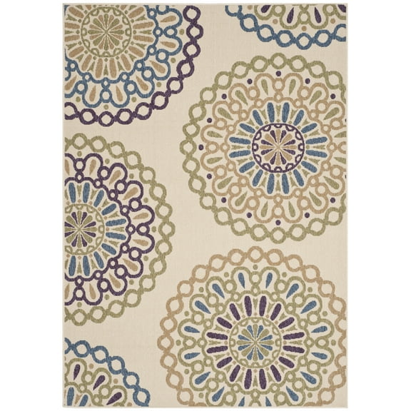 SAFAVIEH Veranda Axum Geometric Indoor/Outdoor Area Rug, Cream/Green, 2' x 3'7"