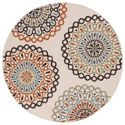 SAFAVIEH Veranda Axum Geometric Indoor/Outdoor Area Rug, Cream/Terracotta, 3' x 3' Round