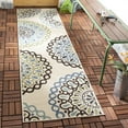 thumbnail image 1 of SAFAVIEH Veranda Axum Geometric Indoor/Outdoor Runner Rug, 2'3" x 12', Cream/Blue, 1 of 6