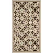SAFAVIEH Veranda Bayon Geometric Indoor/Outdoor Area Rug, 2'7" x 5', Cream/Chocolate