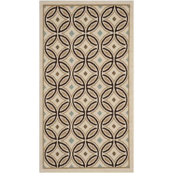 SAFAVIEH Veranda Bayon Geometric Indoor/Outdoor Area Rug, 2'7" x 5', Cream/Chocolate